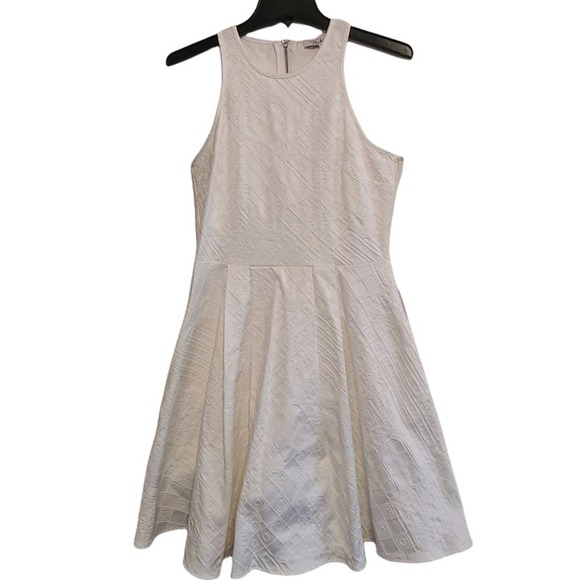 Parker White Textured Sleeveless Fit & Flare Mini Dress Medium NWT - Picture 6 of 10